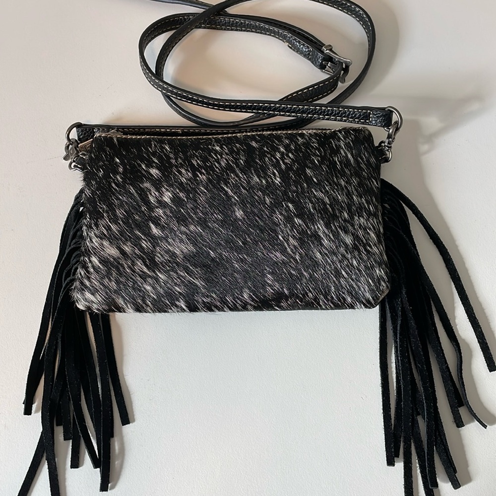Montana west black leather/ horsehair crossbody bag